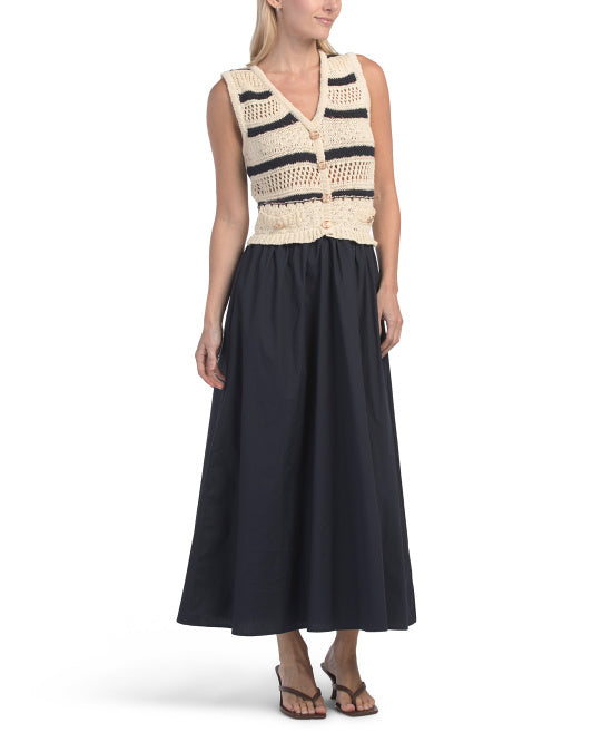 ZOE & CLAIRE Sleeveless Twofer Striped Maxi Dress