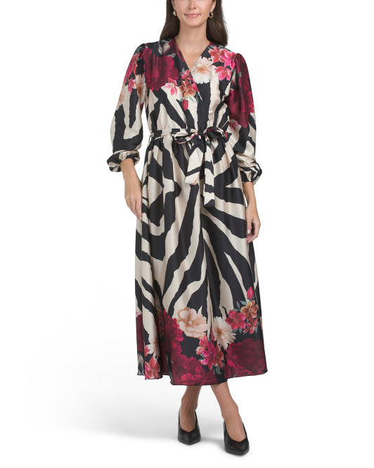 ESY STUDIO Zebra Floral Printed Maxi Dress