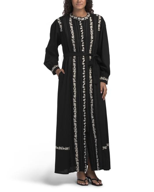 SOLITAIRE Long Sleeve Embroidered Maxi Dress