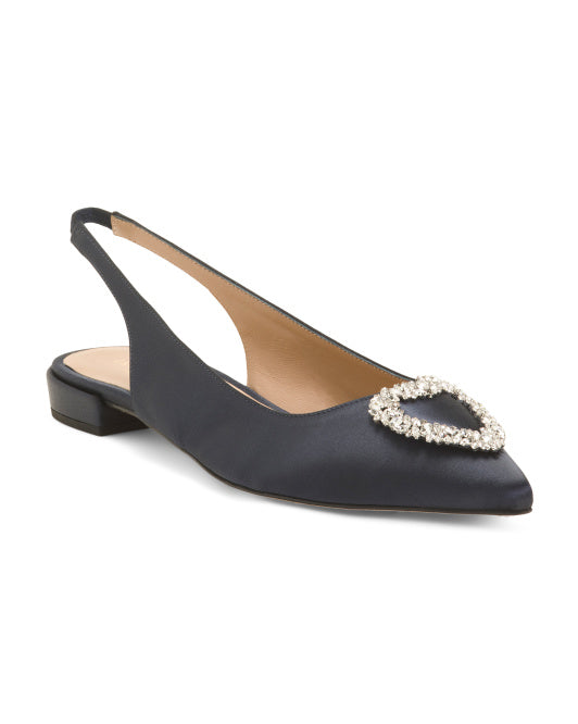 LK BENNETT Made In Spain Luna Crystal Heart Slingback Flats