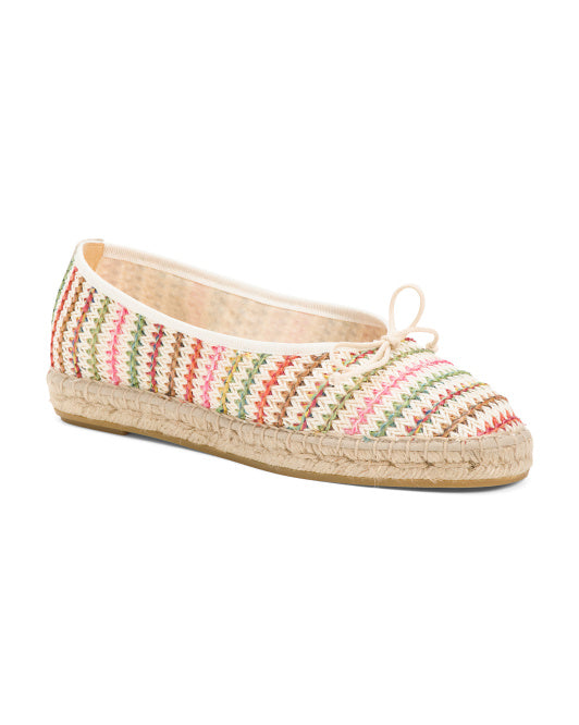 MAYPOL Made In Spain Colorful Striped Ballerina Espadrille Flats