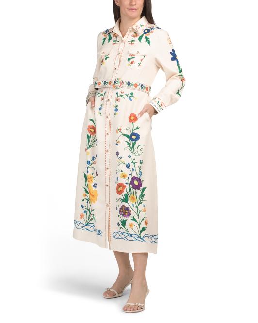 NANCY YANG Garden Belted Maxi Dress