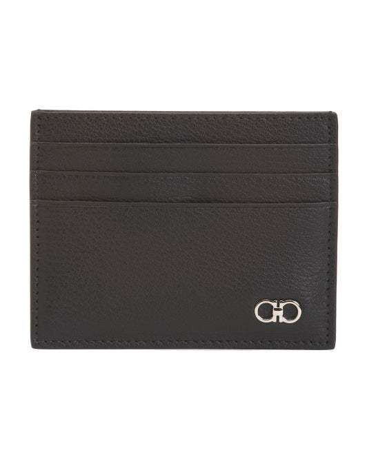 FERRAGAMO Made In Italy Leather Designer Card Holder