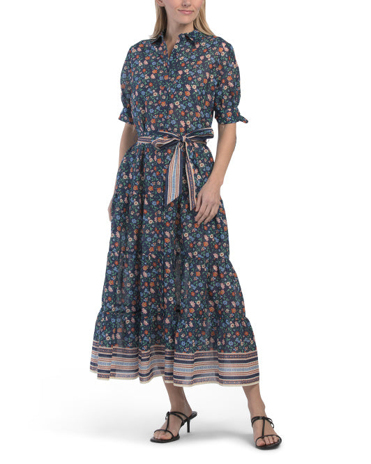 SHOSHANNA Button Down Tiered Midi Cover-up Dress