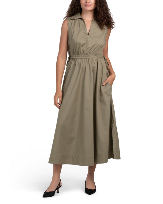 CALVIN KLEIN Drawstring Waist Maxi Dress