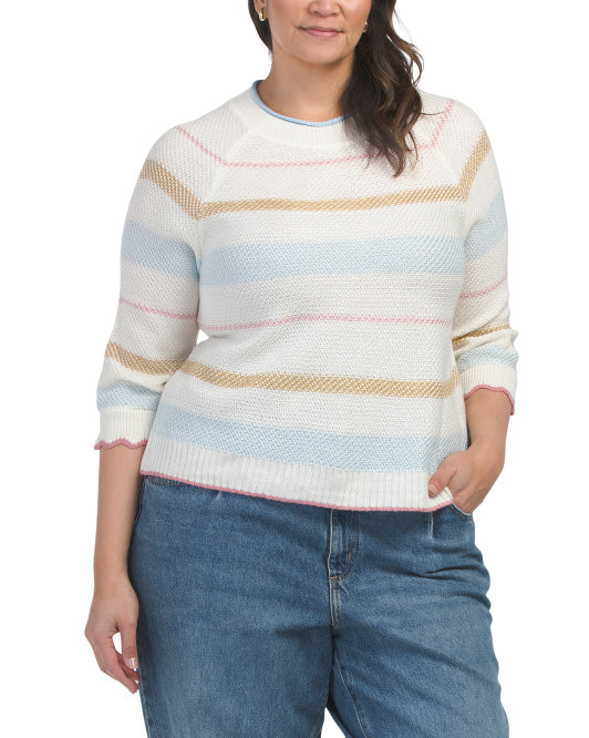 DEMOCRACY Plus Sweater With Tipping Detail