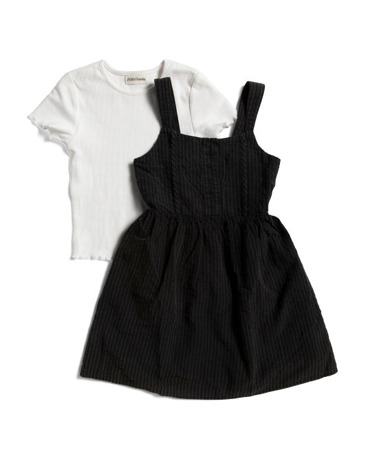 POPPIES AND ROSES Big Girls 2pc Striped Dress And Tee Set