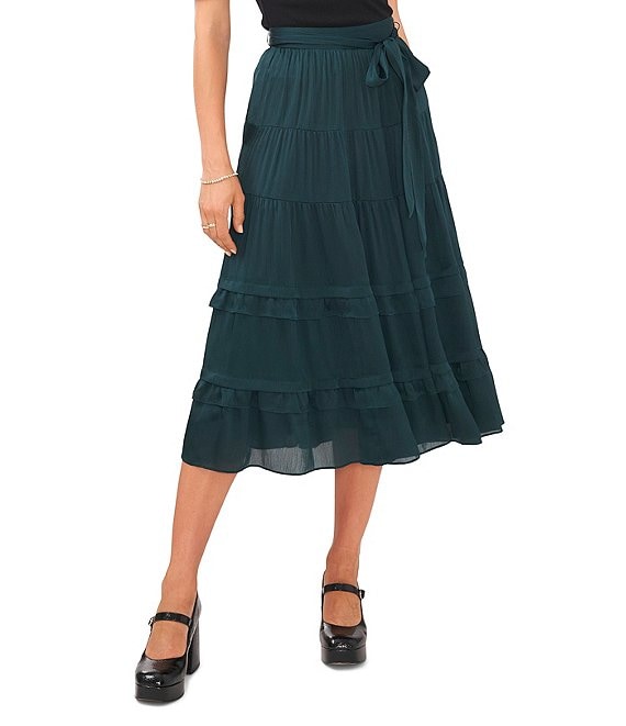 Color:Ponderosa Pine - Image 1 - Plisse Tiered Ruffle Bow Skirt