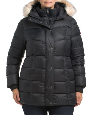 Plus Roxy Quilted Puffer Coat With Detachable Hood