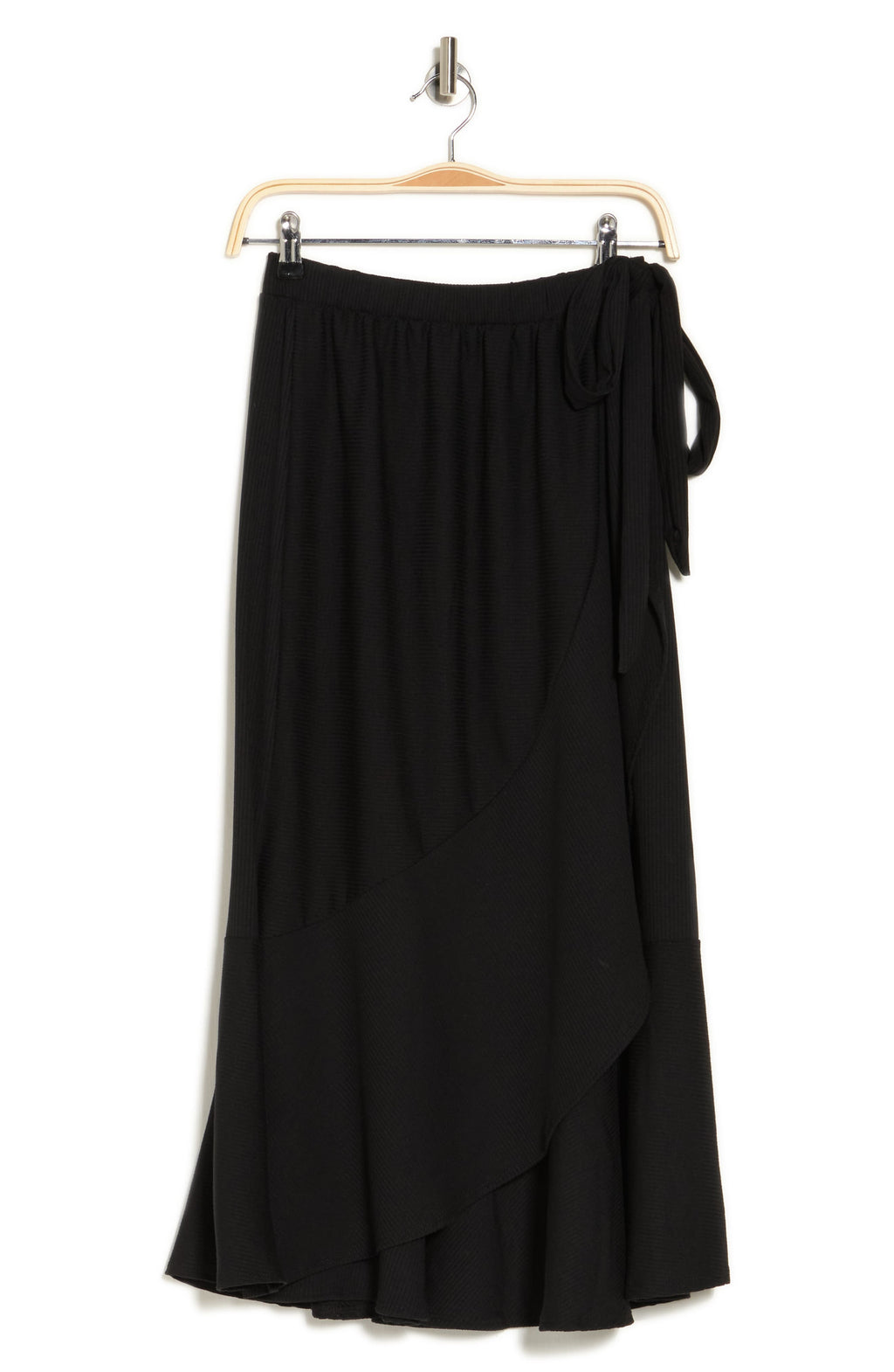 GO COUTURE Wrap Midi Skirt, Alternate, color, BLACK