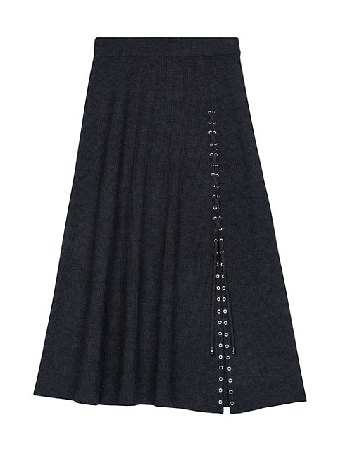 Jupitto Lace-Up Knit Midi Skirt