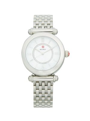 Michele
 35MM Stainless Steel & Diamond Bracelet Watch