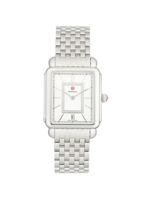 Michele
 Deco II 32MM Stainless Steel & Diamond Bracelet Watch