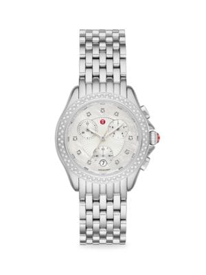 Michele
 37MM Belmore Stainless Steel & 0.38 TCW Diamond Bracelet Watch