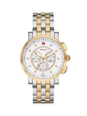 Michele
 Sport Sail 42MM Two Tone 18K Gold, Stainless Steel & Diamond Chronograph Watch