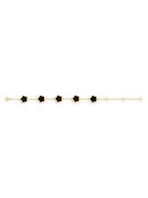 Jan-Kou
 14K Goldplated Onyx Clover Bracelet