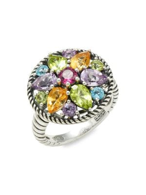 Effy
 Sterling Silver & Multistone Floral Ring