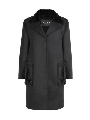WOLFIE FURS
 Cashmere-Blend & Mink Fur-Trim Coat