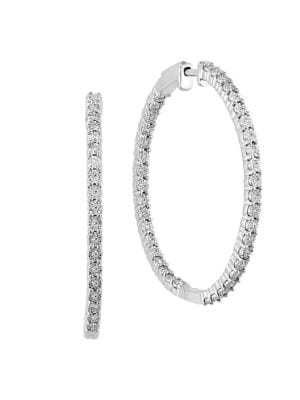 Effy ENY
 Sterling Silver & 0.21 TCW Diamond Hoop Earrings