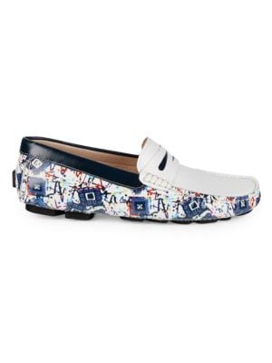Robert Graham
 Welnick Print Leather Driving Loafers