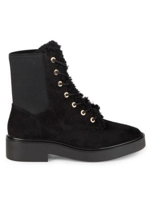 Stuart Weitzman
 Henley Chill Suede & Shearling Combat Boots