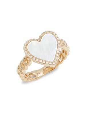 Effy
 14K Yellow Gold, Mother Of Pearl & Diamond Heart Ring