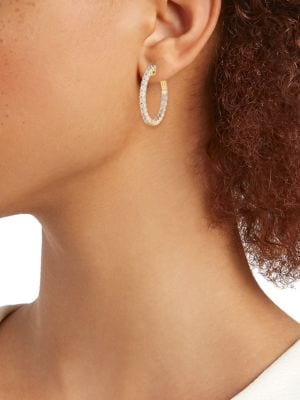 Effy ENY
 14K Goldplated Sterling Silver & 0.21 TCW Diamond Hoop Earrings