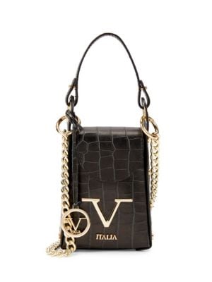 V ITALIA MADE IN ITALY
 Registered Trademark of Versace 19.69 Croc Embossed Leather Mini Bag