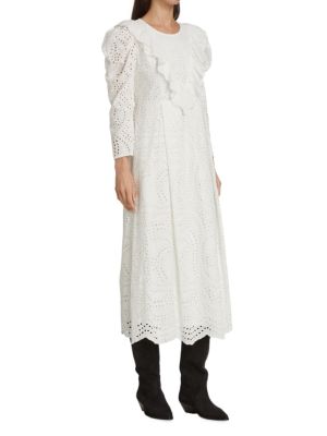 EN SAISON
 Long Sleeve Eyelet Midi Dress