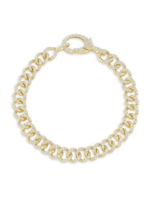 SPHERA MILANO
 14K Goldplated Sterling Silver & Cubic Zirconia Curb Chain Bracelet