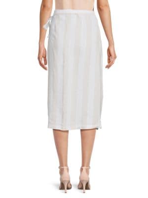 Saks Fifth Avenue
 Stripe Linen Midi Wrap Skirt