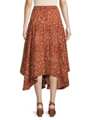 Calvin Klein
 Printed Handkerchief-Hem Skirt