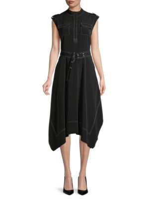 Karl Lagerfeld Paris
 Belted Handkerchief-Hem Midi Dress