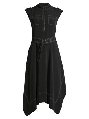 Karl Lagerfeld Paris
 Belted Handkerchief-Hem Midi Dress