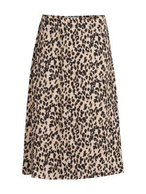 Carmen Marc Valvo
 Leopard-Print Midi A-Line Skirt