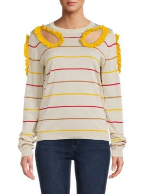 Sonia Rykiel
 Ruffle Cut Out Silk Blend Top