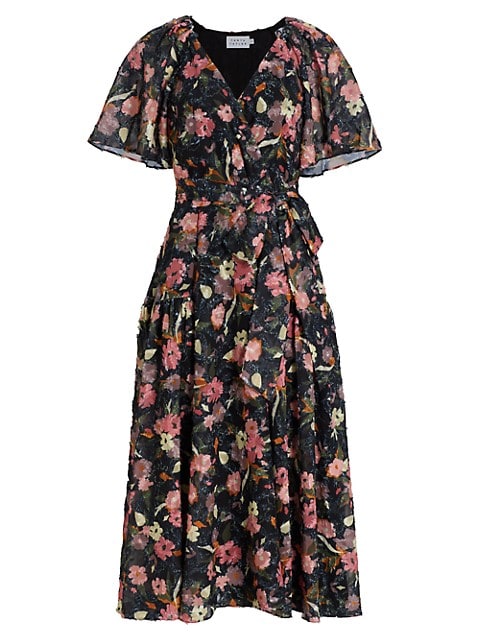 Bria Flutter-Sleeve Midi-Dress