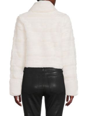 BELLE FARE
 Faux Fur Cropped Zip Up Jacket