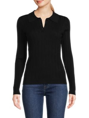 Saks Fifth Avenue
 Ribbed Long Sleeve Polo