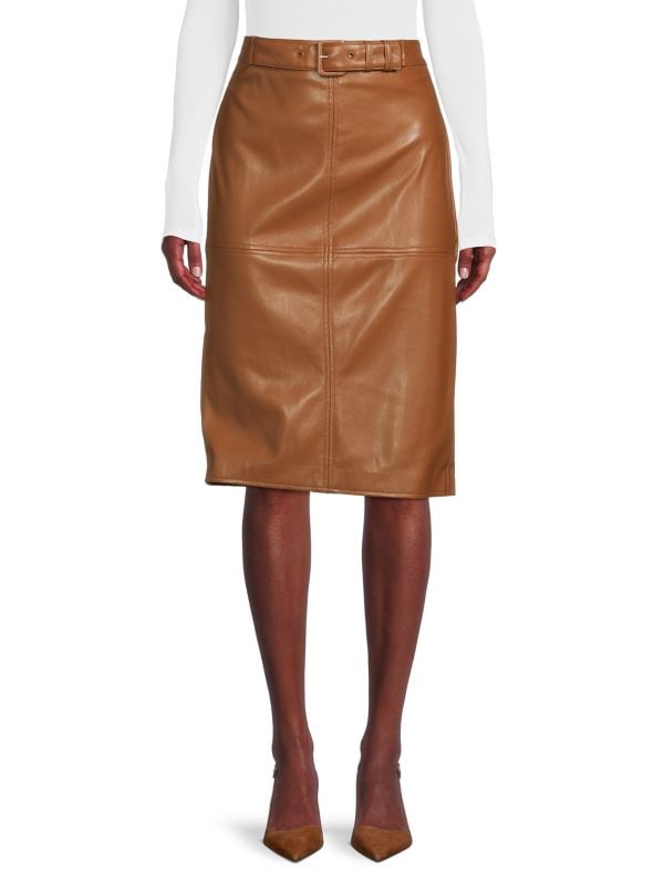 Elie Tahari Faux, Leather, Belted, Pencil, Skirt – The Frum Shopper