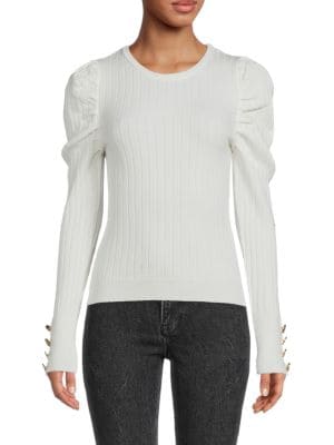 Cliché
  Puff Sleeve Ribbed Sweater