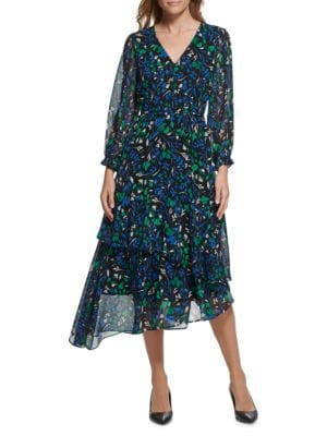 Karl Lagerfeld Paris
 Floral Tiered Asymmetric Dress