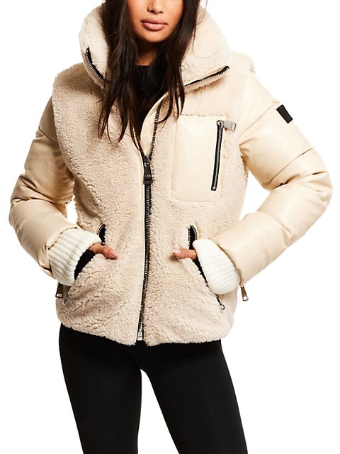 Wylie Vegan Leather &amp; Sherpa Puffer Jacket