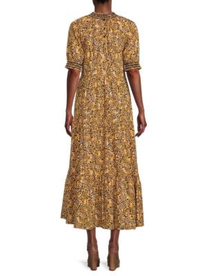 Saylor
 Kirstin Leopard Print Tiered Midi Dress