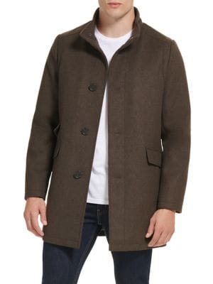 Kenneth Cole
 Faux Shearling Hooded Wool Blend Coat