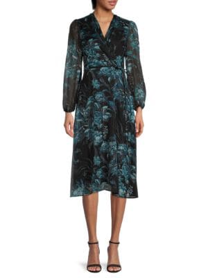 Donna Ricco
 Floral Belted Surplice Midi Dress