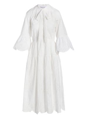 Self-Portrait
 Cotton Tiered Midi-Dress