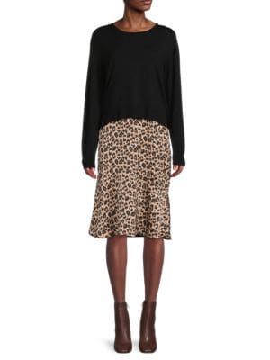 Sam Edelman
 Leopard-Print Twofer Dress