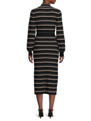 NANETTE nanette lepore
 Striped Belted Midi Sweater Dress