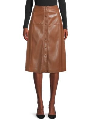 Elie Tahari
 Vegan Leather Button Front Midi Skirt